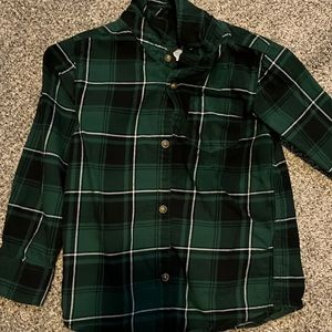 Boys green plaid shirt